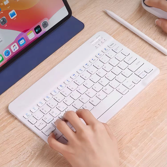Wireless Bluetooth keyboard for iPads and tablets.