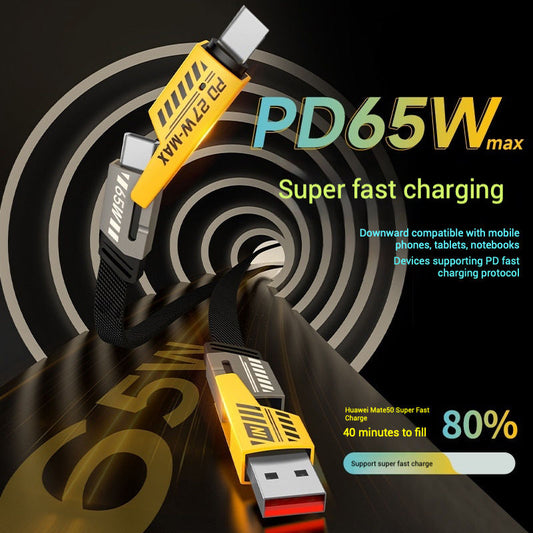4-in-1 Fast Charging Cable with Voltage Display – 65W Multi-Function USB Cord for Car & Home - Everyday essentials