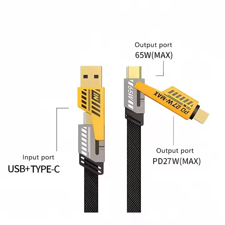 1⚡ Power Duo: 120W GaN Fast Charger + 4-in-1 Fast Charging Cable (US Plug)